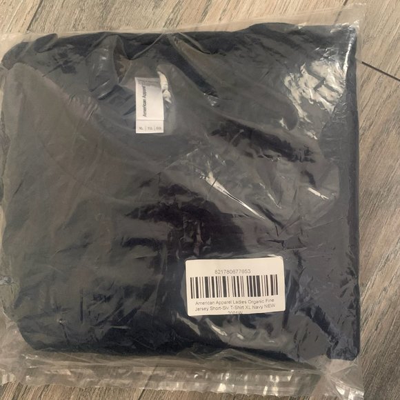 NWT AMERICAN APPAREL WOMEN'S ORGANIC FINE JERSEY SHORT SLEEVE T-SHIRT NAVY XL - Picture 3 of 6